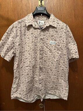 Jac + Jack Beige Short Sleeve Printed Button-Down Shirt